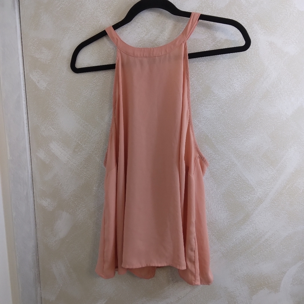 1X Keyhole back Tank Top Lace Trim Peach Salmon
